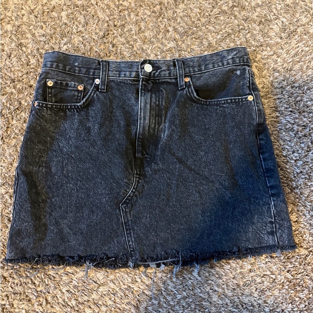 Mango Black Denim Mini Skirt